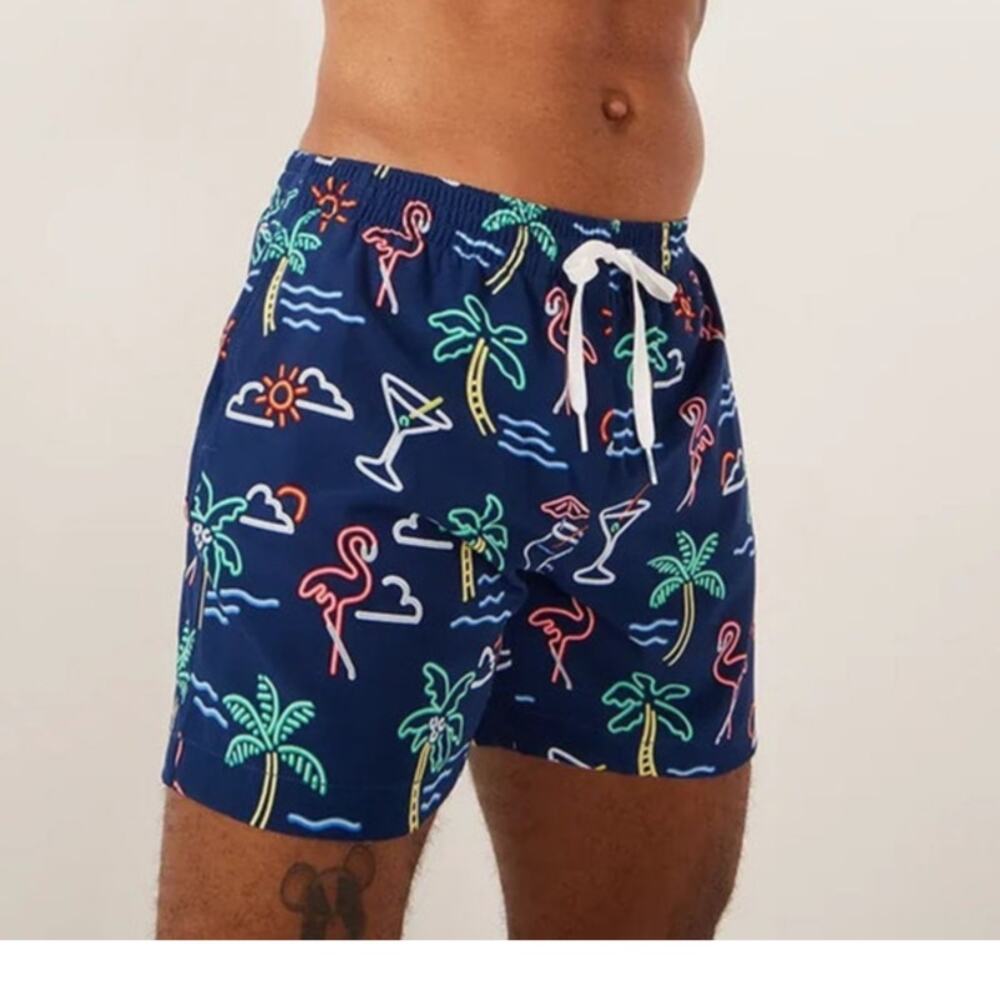 Chubbies Shorts Swim Trunks 5.5” Neon Lights Pattern Size Medium